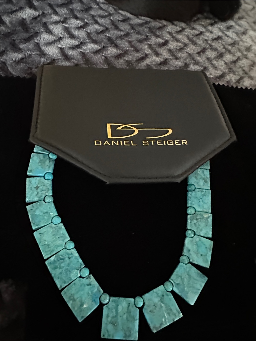 Turquoise Stone Panel Necklace - Blue Turquoise